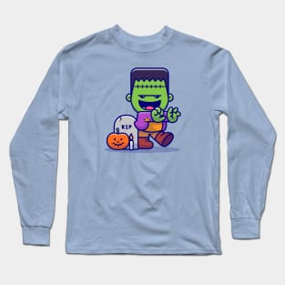 Cute Frankenstein Walking Cartoon Long Sleeve T-Shirt